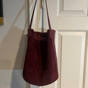 J. Crew Burgundy Berkeley Bucket Bag in suede and leather